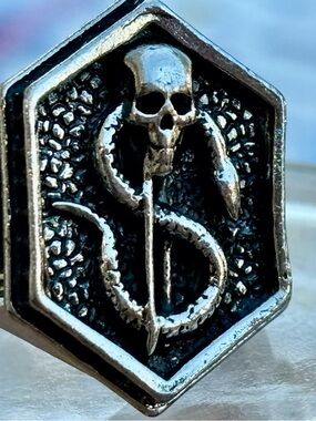 Size 8 stamped 925 untested Silver Skull & Snake Hexagon Reptile Accessory
